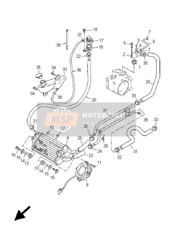 Yamaha YP250R X-MAX 2009 Radiator & Slang voor een 2009 Yamaha YP250R X-MAX